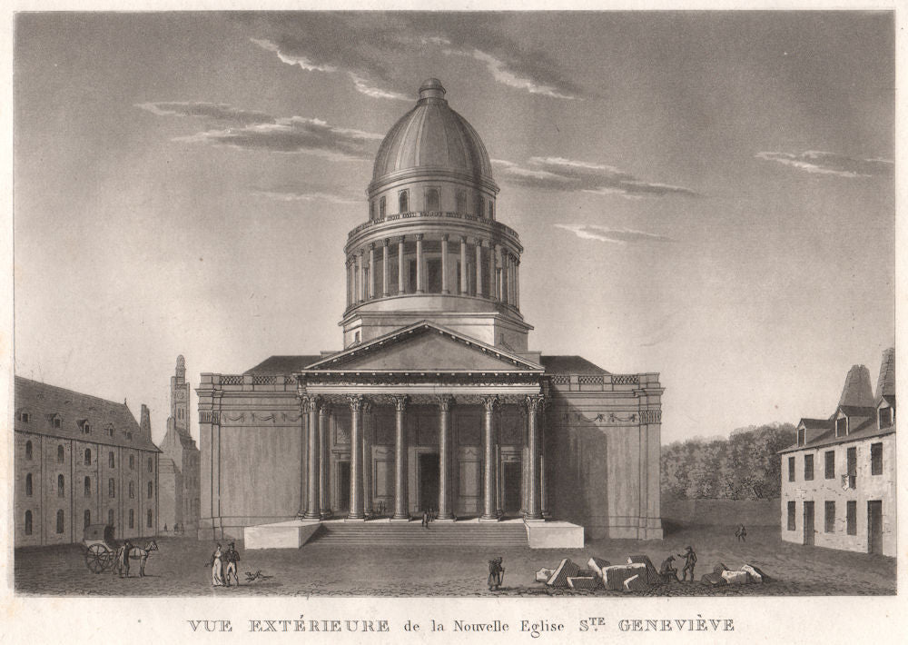 PARIS. Nouvelle Eglise Sainte-Geneviève. Aquatint 1808 old antique print